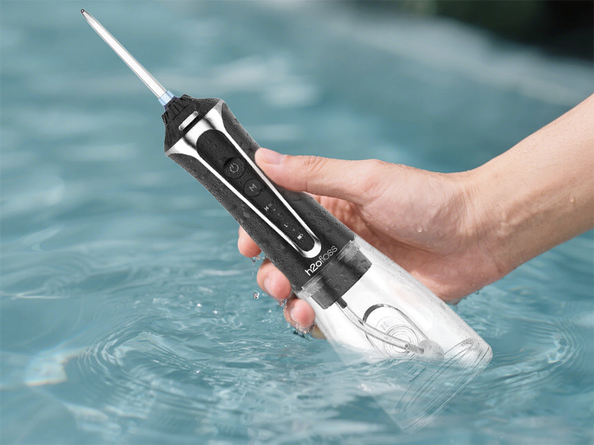 H2ofloss Cordless Power Flosser HF-P11 Black IPX7 Waterproof Design